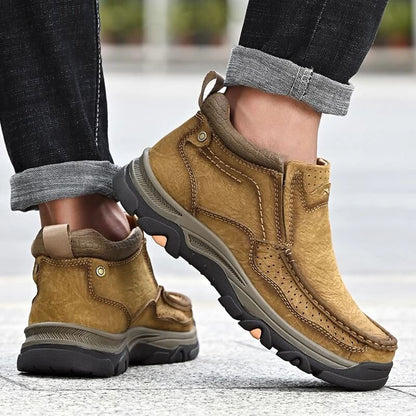 Armored Camel Slip-On Leather Boots