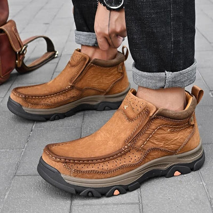 Armored Camel Slip-On Leather Boots