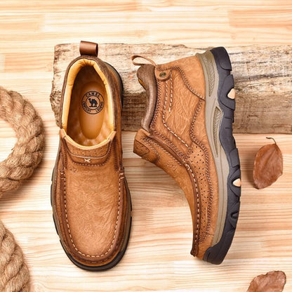 Armored Camel Slip-On Leather Boots